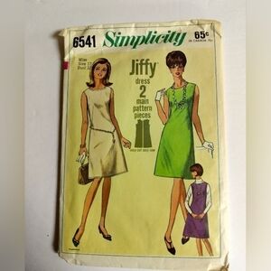 Simplicity Sewing Pattern 6541 Women's Dress & Jumper Dress Size 12 Vintage